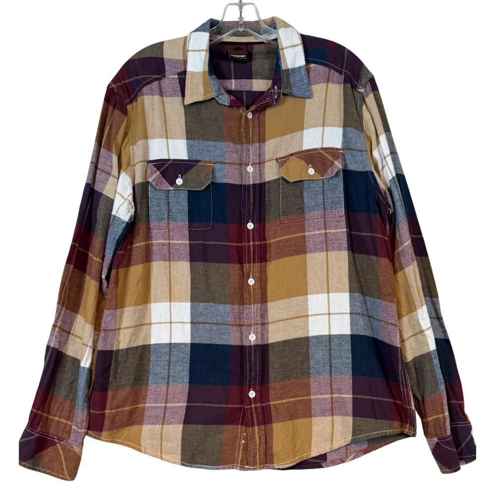 Tony Hawk Mens XL Plaid Flannel Button Down Shirt Multicolor Skater Grunge Layer